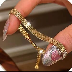 Elegant 18K Gold Sterling Silver 925 Chain Bracelet